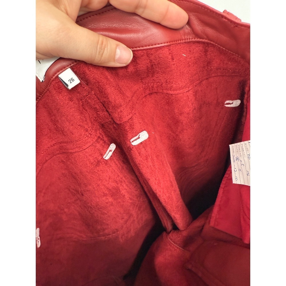 Pistola Pants Women's 26 Red Faux Leather Straight Crop‎ Holiday Grunge Chic NWT - Picture 12 of 13
